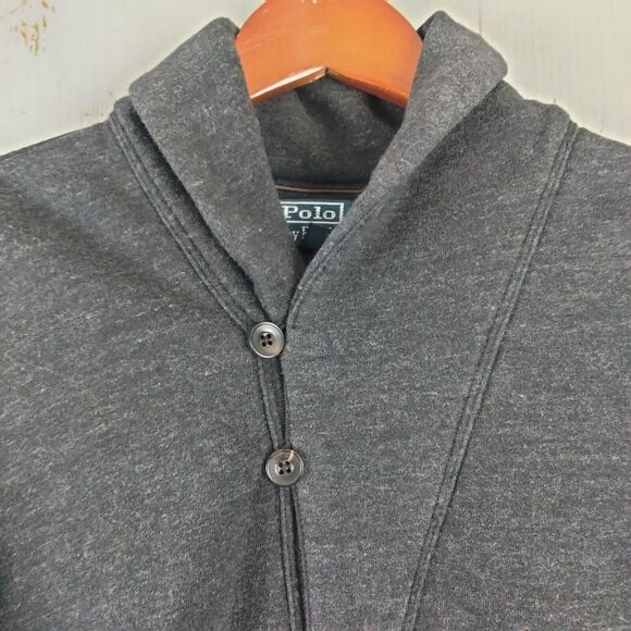 Polo Ralph Lauren Shawl Collar Fleece Cardigan Mens Large Vintage Buttons Up - Picture 2 of 11